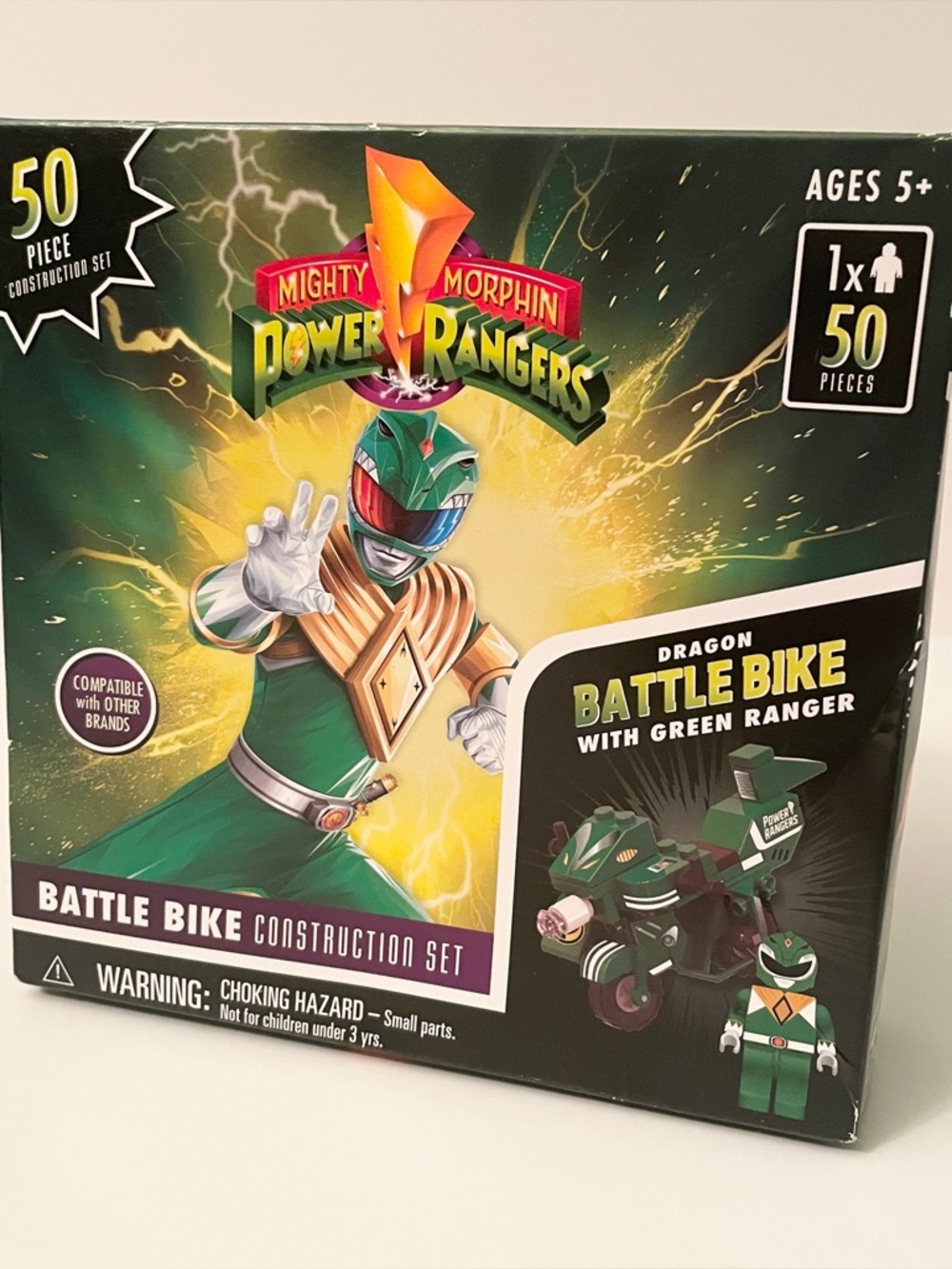 Mighty Morphin Power Rangers Green Ranger Dragon Battle Bike Construction Set